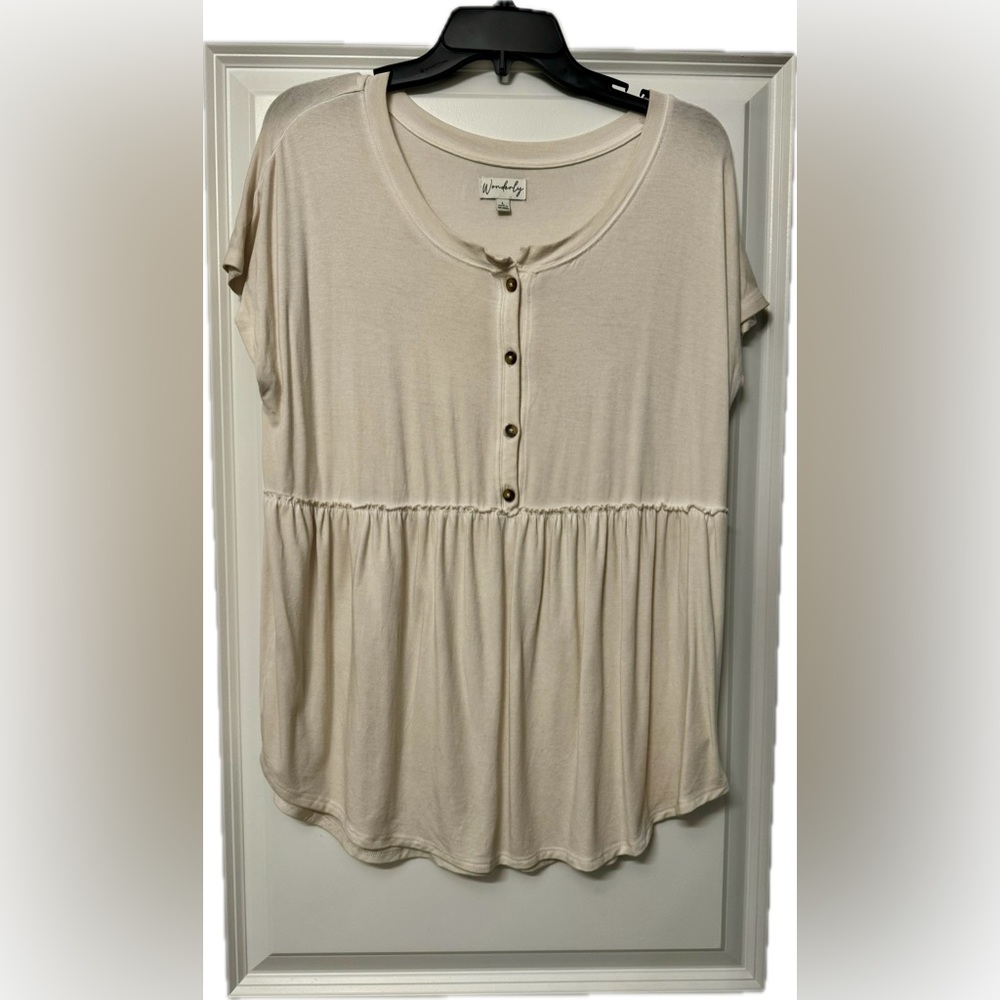 Wonderly Short Sleeve Half-Button Crewneck